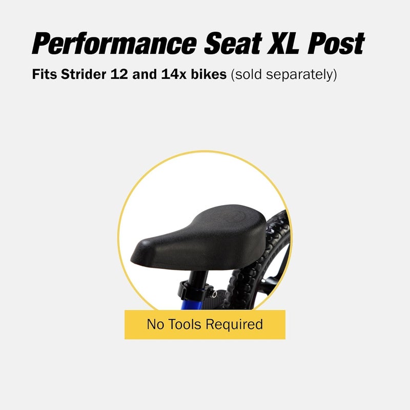 Strider Performance Seat with XL Post - Fits All 12 and 14x Balance Bikes - Extends Seat Height to 15-19 Inches - No-Tool Assembly - Image 3